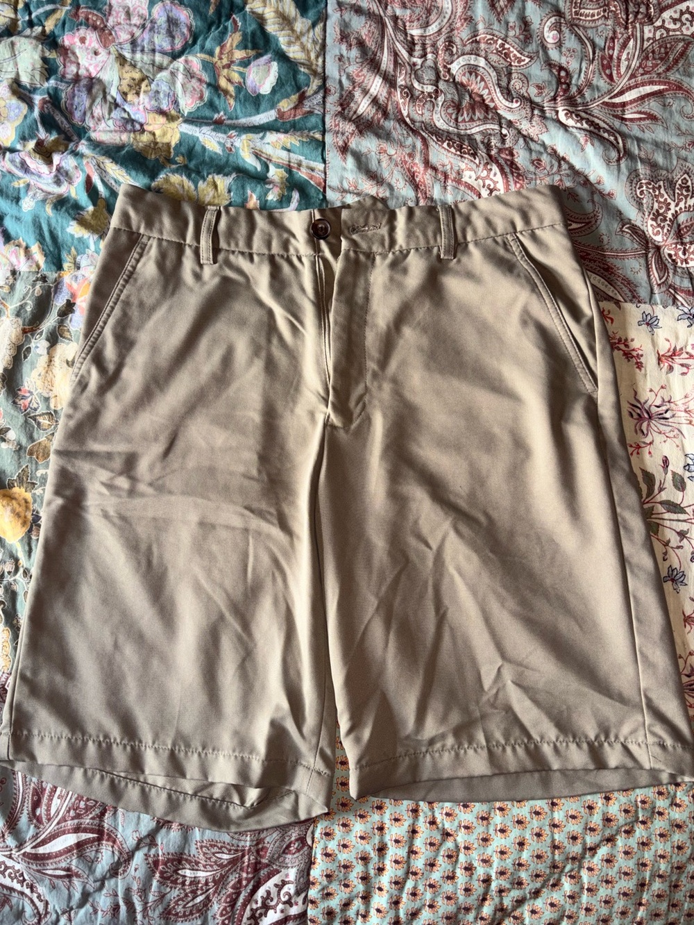 Greg Norman Collection Tan Flat-Front Shorts